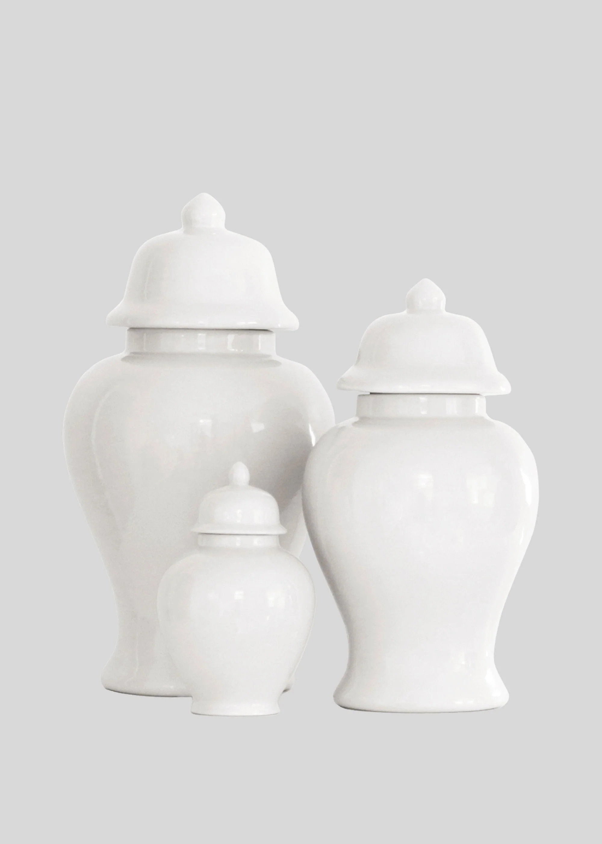 Set of 3 - White Ginger Jars | Afloral
