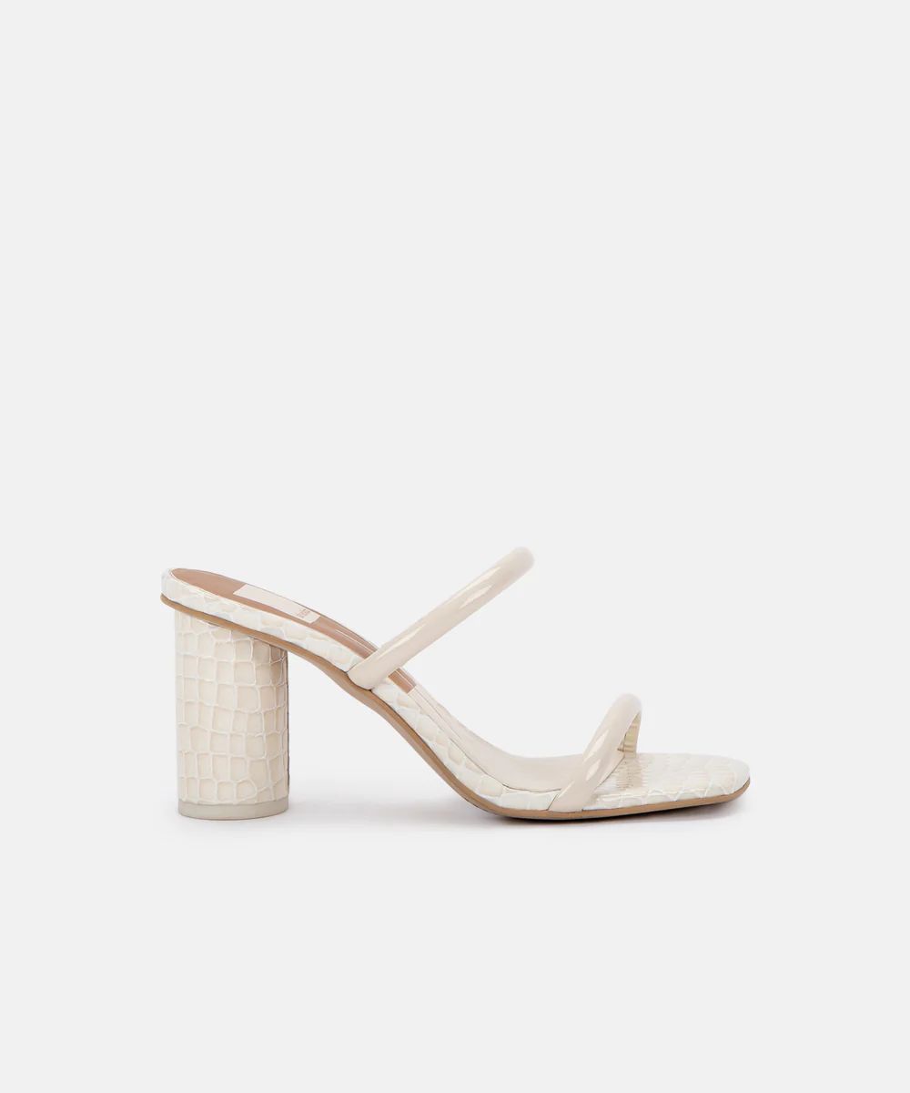 NOLES HEELS IN IVORY PATENT CROCO LEATHER | DolceVita.com