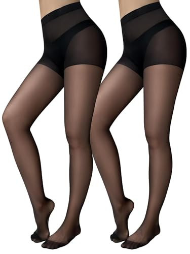 Jamieya 2 Pairs Black Sheer Tights for Women, 20D Pantyhose Stockings, S | Amazon (US)
