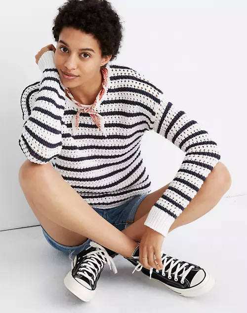 Striped Open-Stitch Austen Pullover Sweater | Madewell