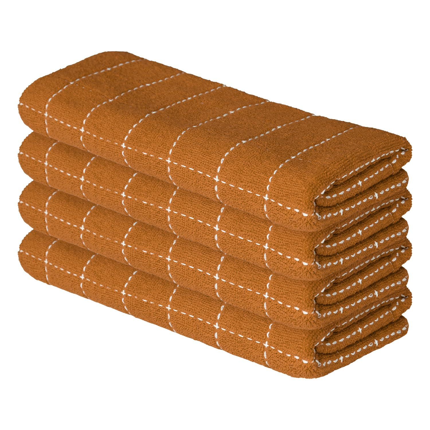 Artoid Mode Checkered Designed Cotton Caramel Orange Terry Kitchen Dish Towels, 15x25 Inch Soft A... | Amazon (US)