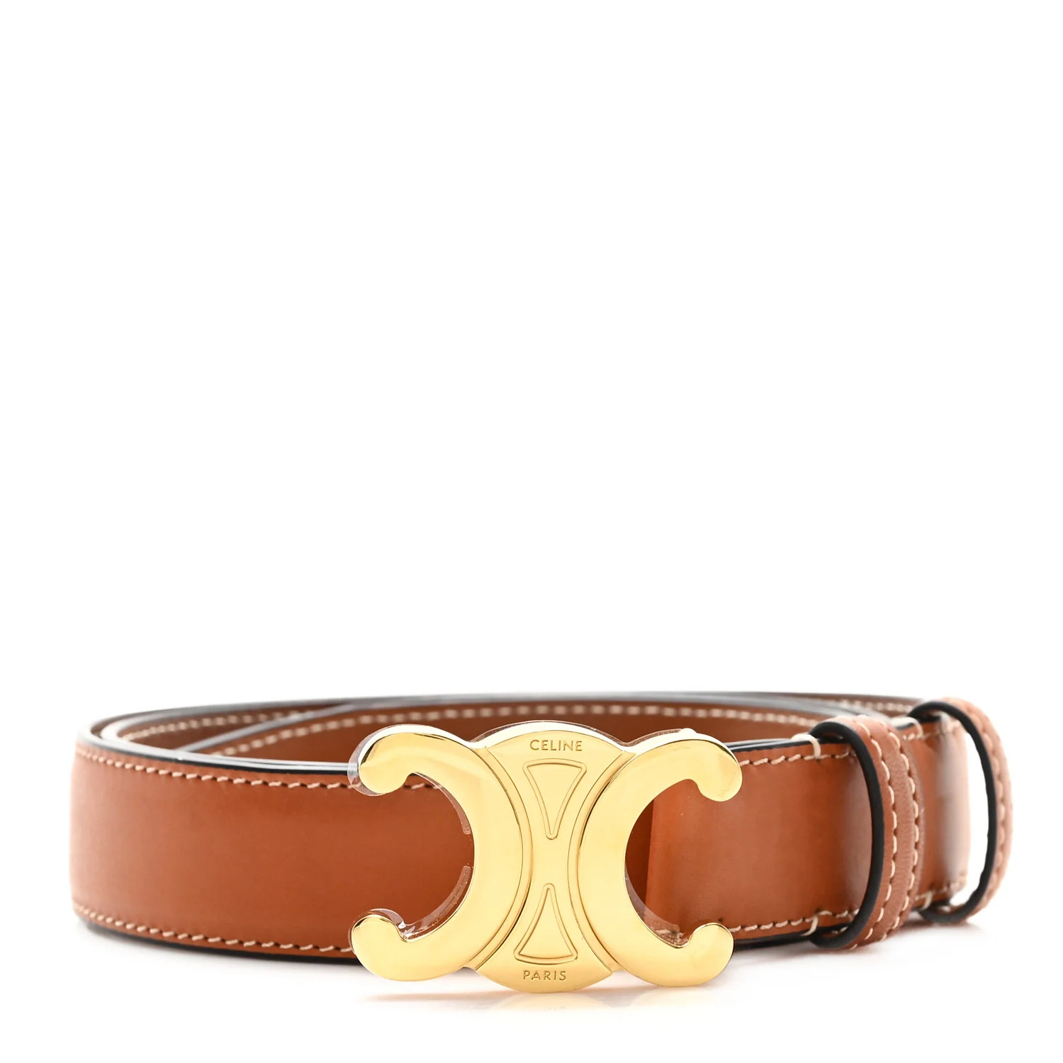 Celine Box Calfskin Small 18mm Triomphe Belt 80 32 Tan 1741167 | FASHIONPHILE (US)