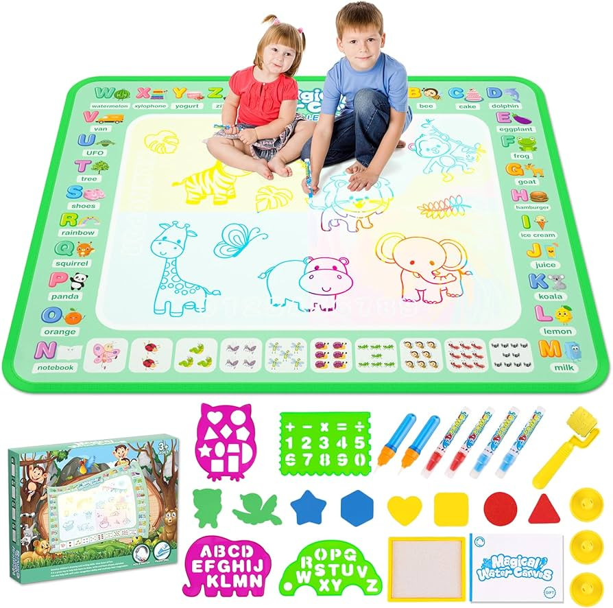 Water Doodle Mat,Reusable Painting Writing Doodle Board Toy,Mess Free Coloring Doodle Drawing Mat... | Amazon (US)