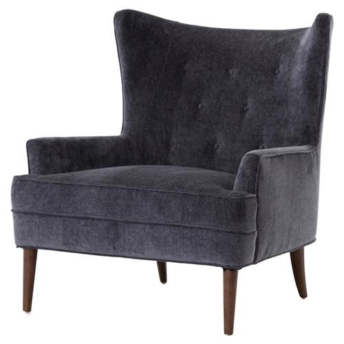 Wilmette Mid-Century Modern Charcoal Grey Tufted Wing Back Occasional Arm Chair | Kathy Kuo Home