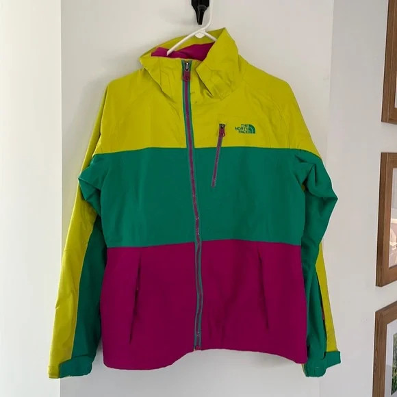 Womens Northface! Yellow/green/pink ski jacket | Poshmark