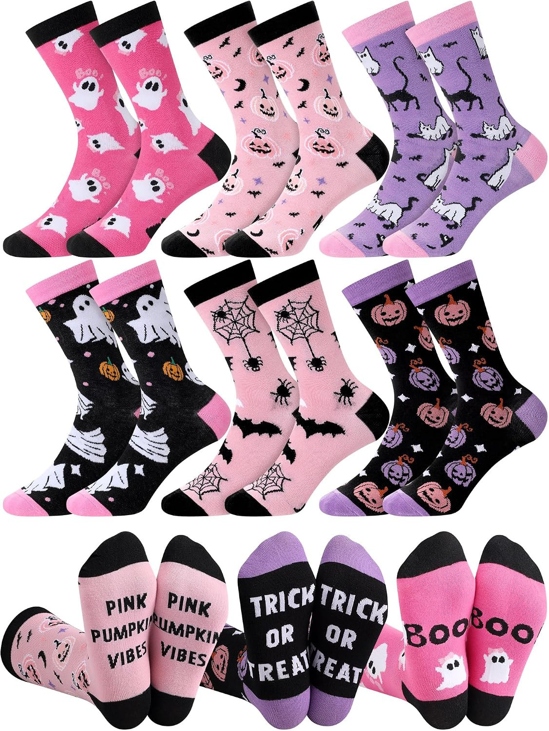 Shyyween 6 Pairs Pink Halloween Socks for Women | Amazon (US)
