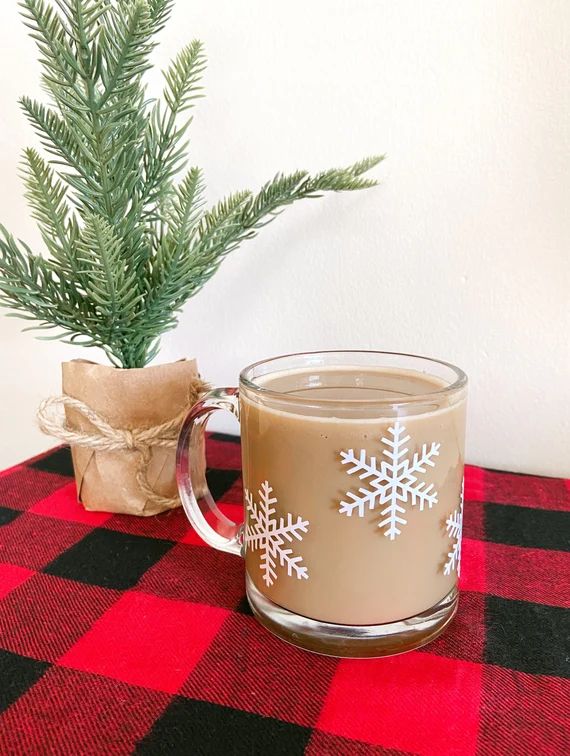 Slightly Imperfect Snowflake Clear Glass Mug | Christmas Mug | Winter Mug | Personalized Mug | Pe... | Etsy (US)