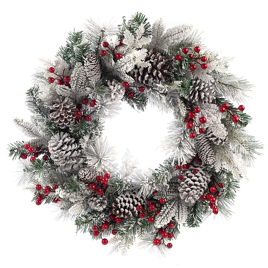 Holiday Living 26-in Flocked Indoor/Outdoor (non powered) multi Mixed green Artificial Christmas ... | Lowe's