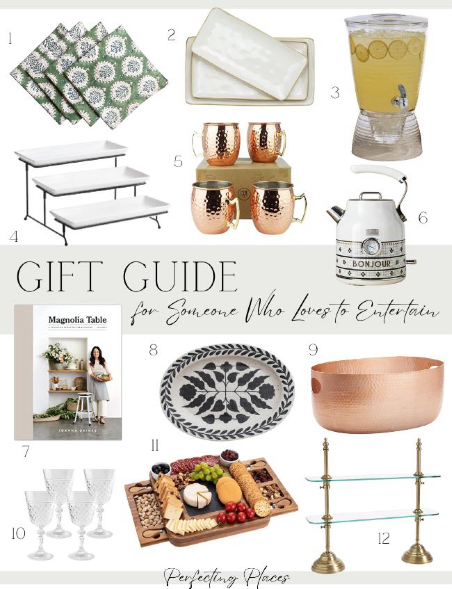 Find the perfect gift for someone who lives to entertain! Pretty block print napkins, platters, stemware, copper ice tubes, tiered trays, drink dispenser, and mule mugs!

#LTKHoliday #LTKGiftGuide #LTKHome