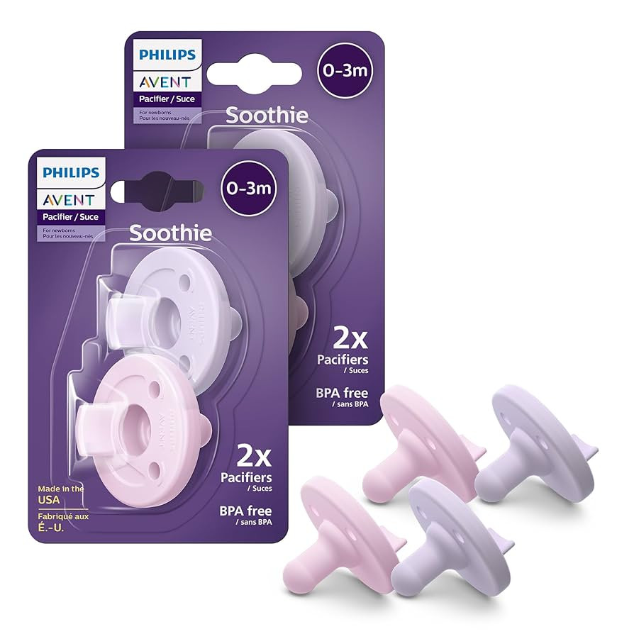 Philips Avent Soothie Orthodontic Baby Pacifiers, 100% Silicone Pacifiers, One Piece, BPA-Free, f... | Amazon (US)