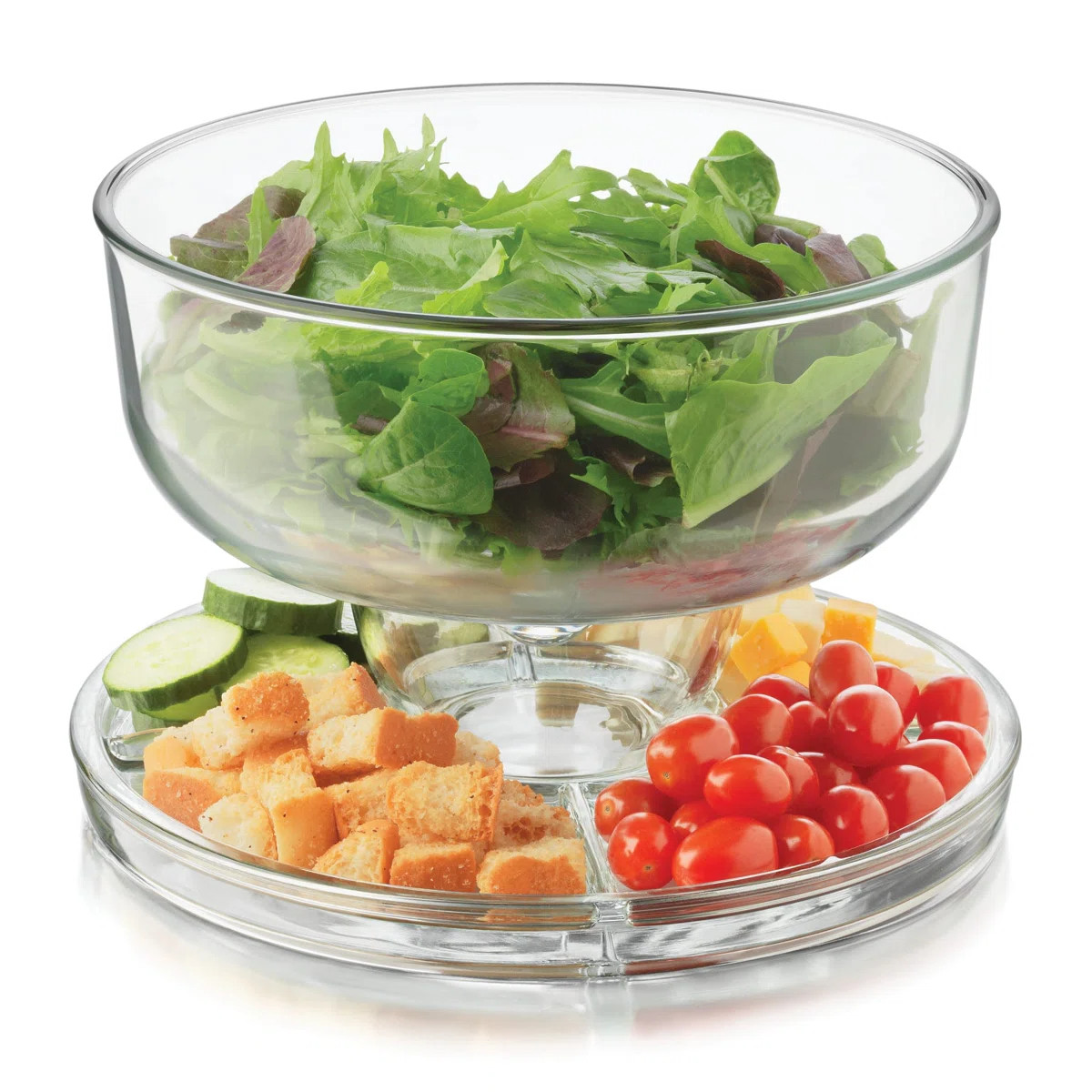 Libbey Selene 6-in-1 Multiuse Glass Server, Punch Bowl, Chip and Dip Bowl, Cake Stand | Wayfair North America