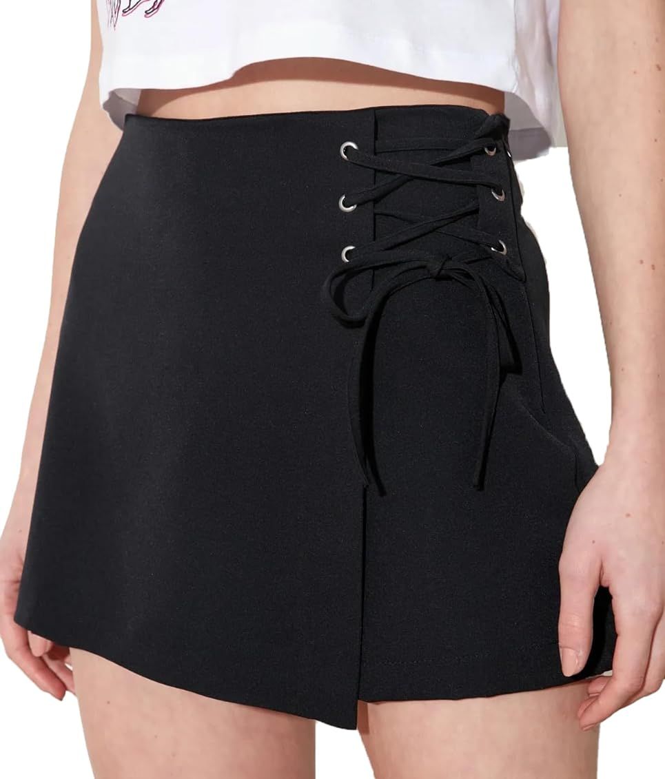 Trendy Mini Skirt Lace Up Style | Amazon (US)