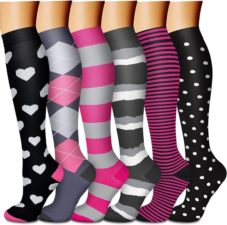 CHARMKING Compression Socks for Women & Men Circulation (6 Pairs) 15-20 mmHg is Best for Athletics,  | Amazon (US)