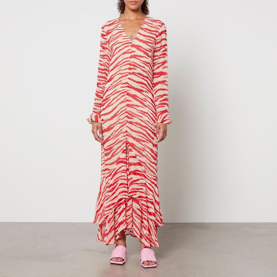 Ganni Zebra-Print Georgette Maxi Dress | Coggles (Global)