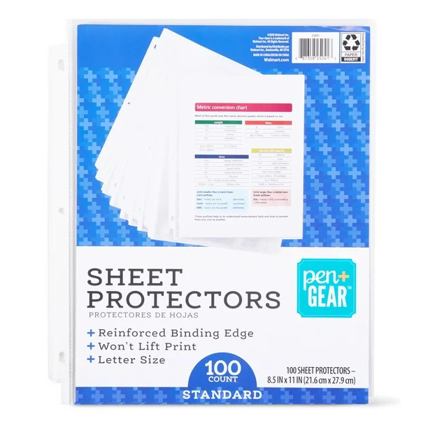 Pen + Gear Standard Sheet Protectors 100 Sheets, Regular | Walmart (US)