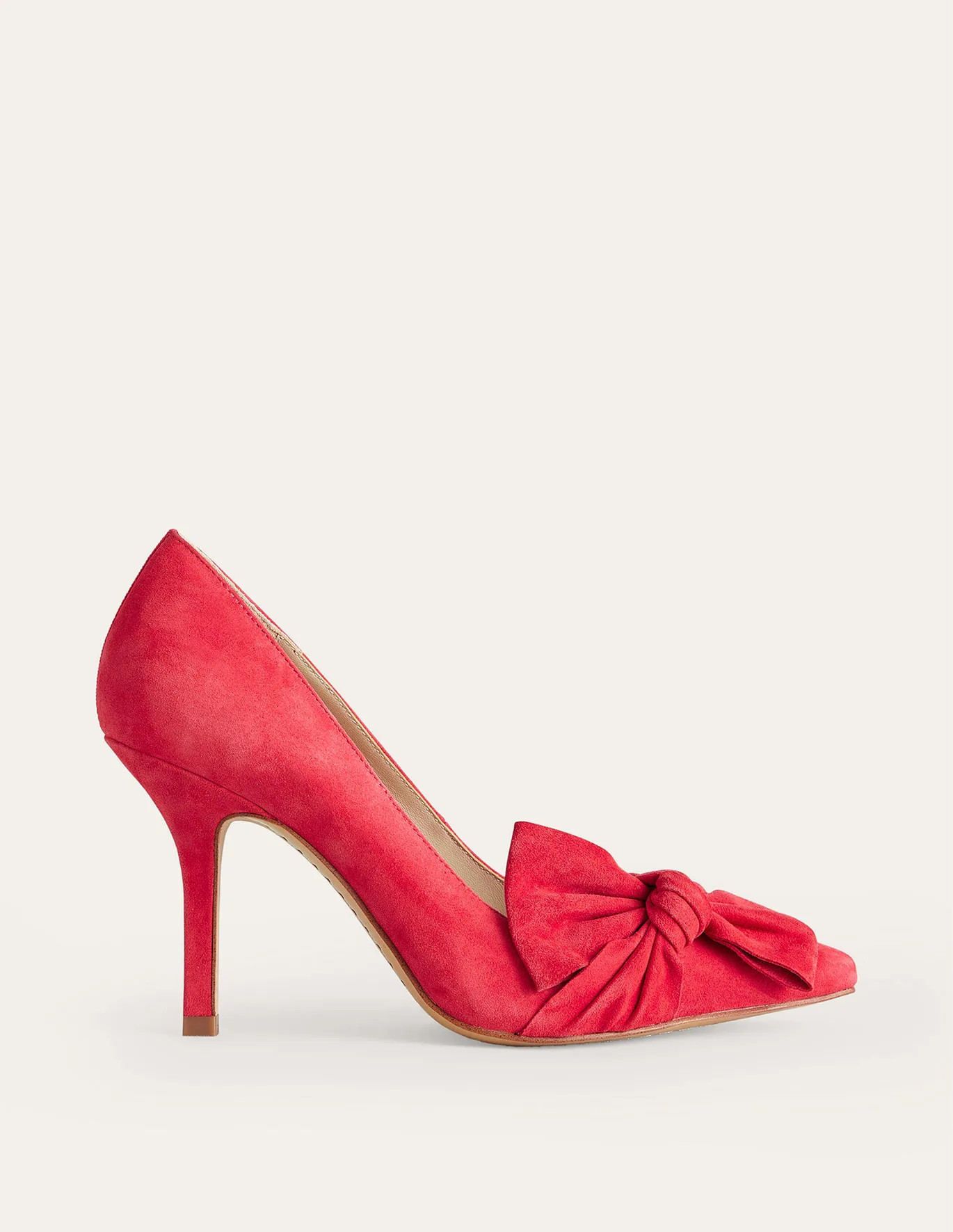 Suede-Bow Heeled Courts | Boden (UK & IE)