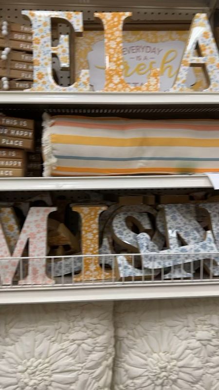 Pastel colors are in for spring this year! The prices for the spring collection at Michael’s is so good, don’t miss out! All items linked here are 50% off ⬇️

Michaels spring decor, Michael’s spring sale, cream shelf, printed floral wall art, spring pillows, monogram table top decor, wall decorr