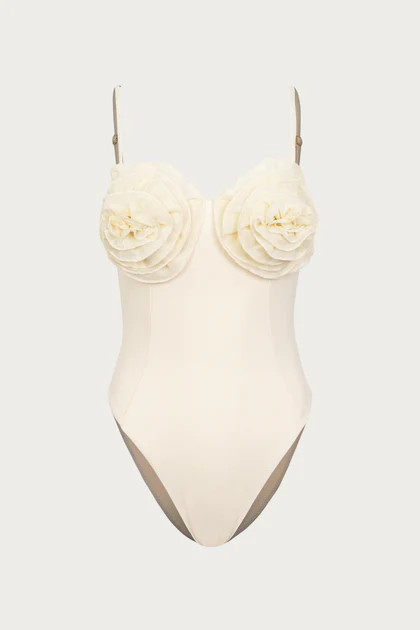 Rose One Piece (Faux Suede Cream/Cream) | SAME