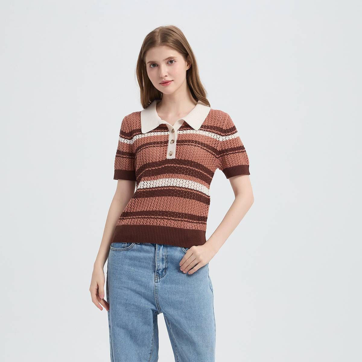 Women's Johnny Collar Sweater - Wild Fable™ Ivory Striped XS | Target