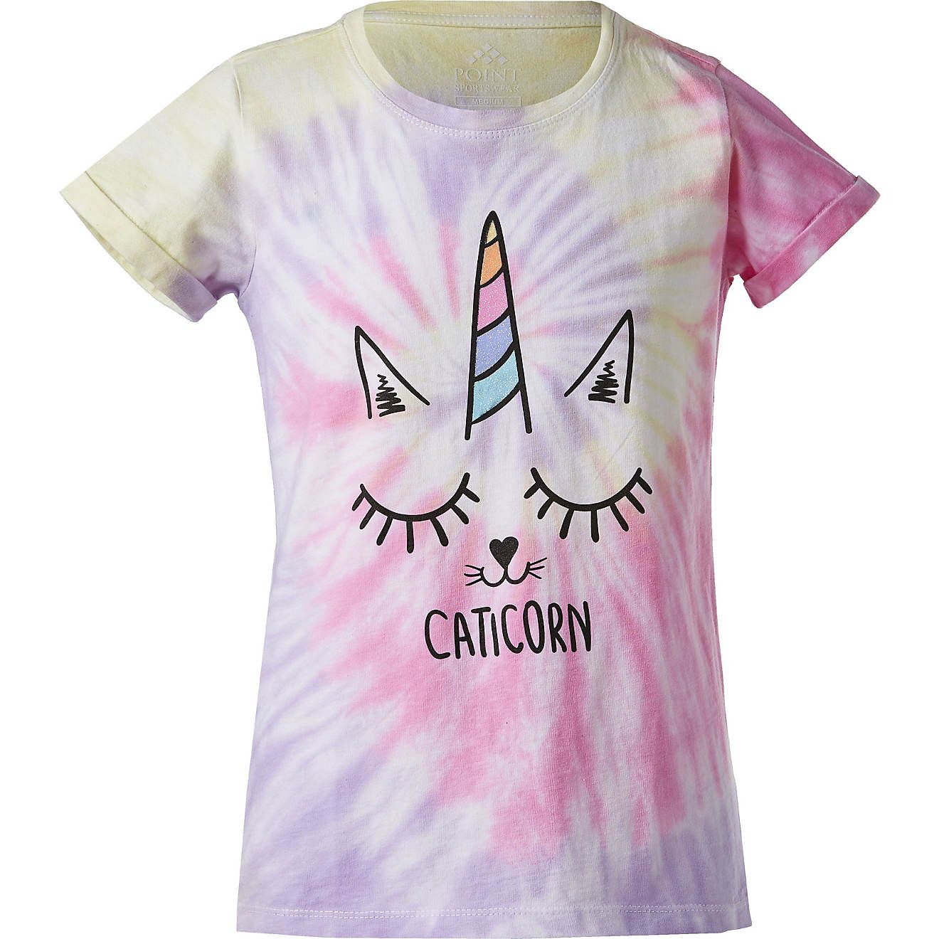 POINT Sportswear Girls' Caticorn Short-Sleeve Tie-Dye Graphic T-shirt | Academy Sports + Outdoor Affiliate