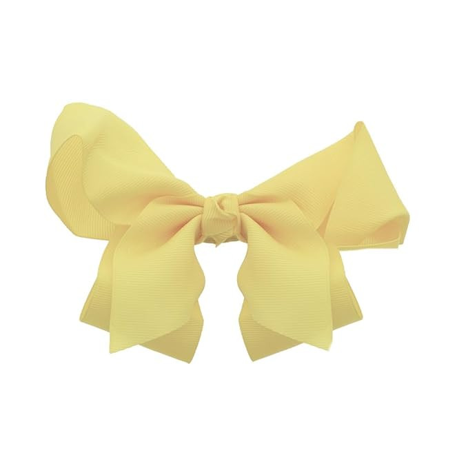 5.5 Inch Grosgrain Hair Bow Clip For Woman And Girls - Pale Yellow | Amazon (US)
