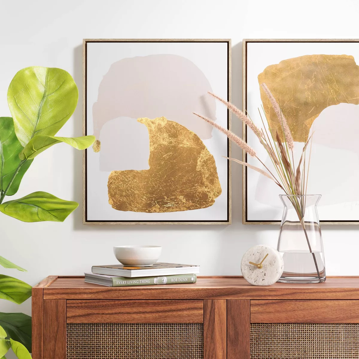 (Set of 2) 16" x 20" Framed Canvases Pink/Gold - Threshold™ | Target