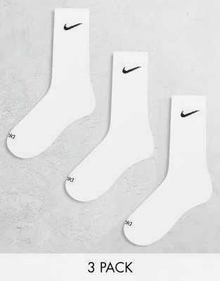 Nike Training Everyday Cushioned Plus 3 pack crew socks in white | ASOS (Global)
