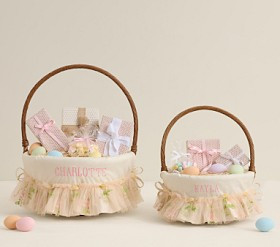 Cream Embroidered Tulle Easter Basket Liner | Pottery Barn Kids