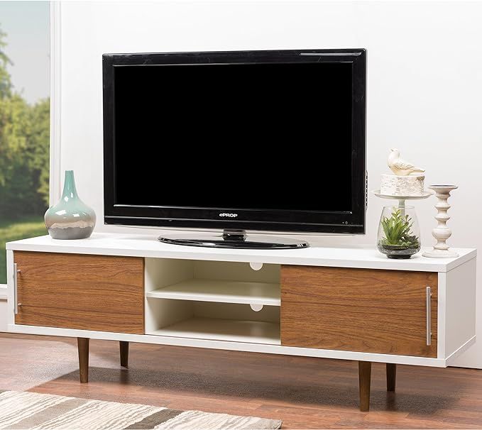 Baxton Studio Gemini Wood Contemporary TV Stand, White | Amazon (US)