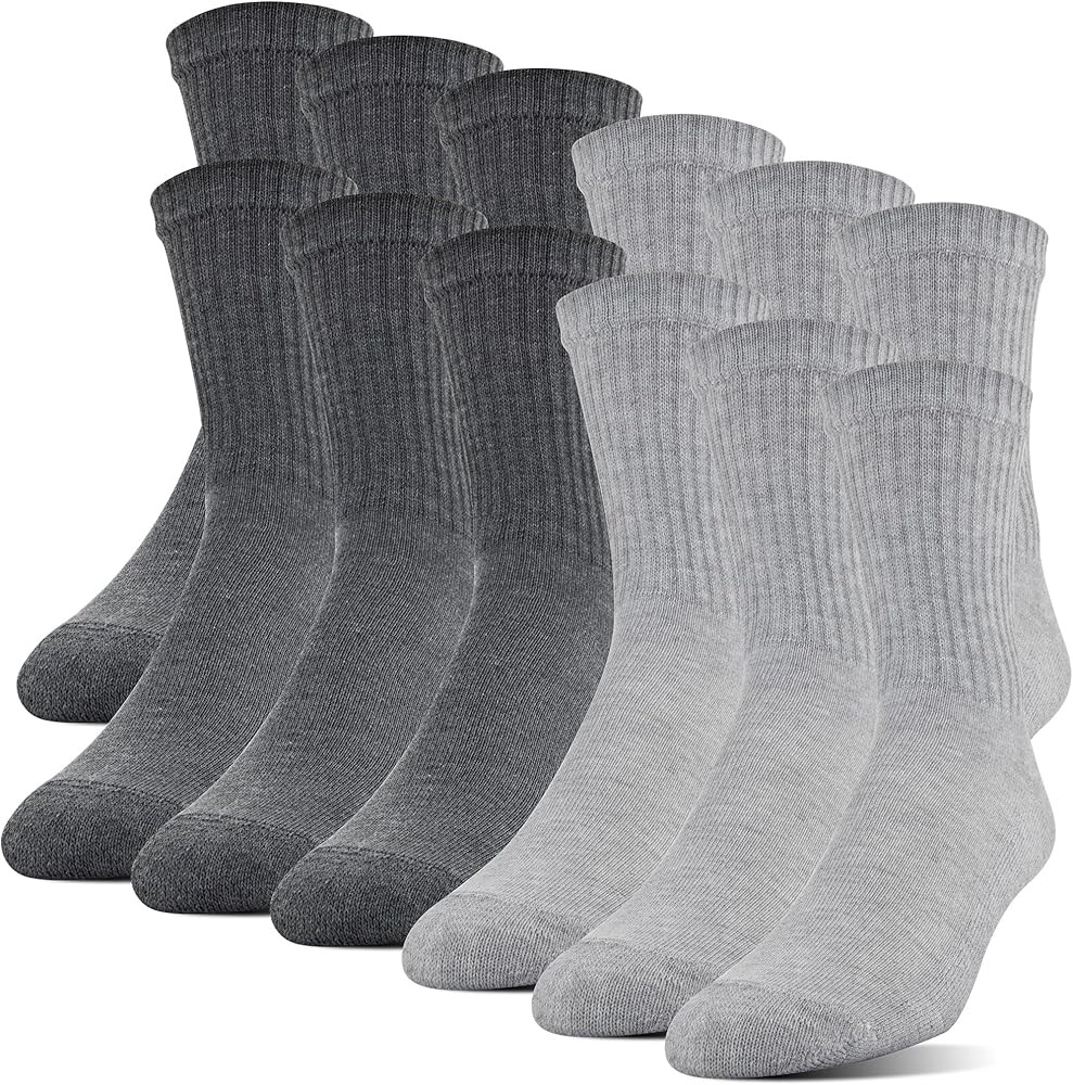 Gildan Men's Polyester Half Cushion Mid-Crew Socks, 12-pack | Amazon (US)