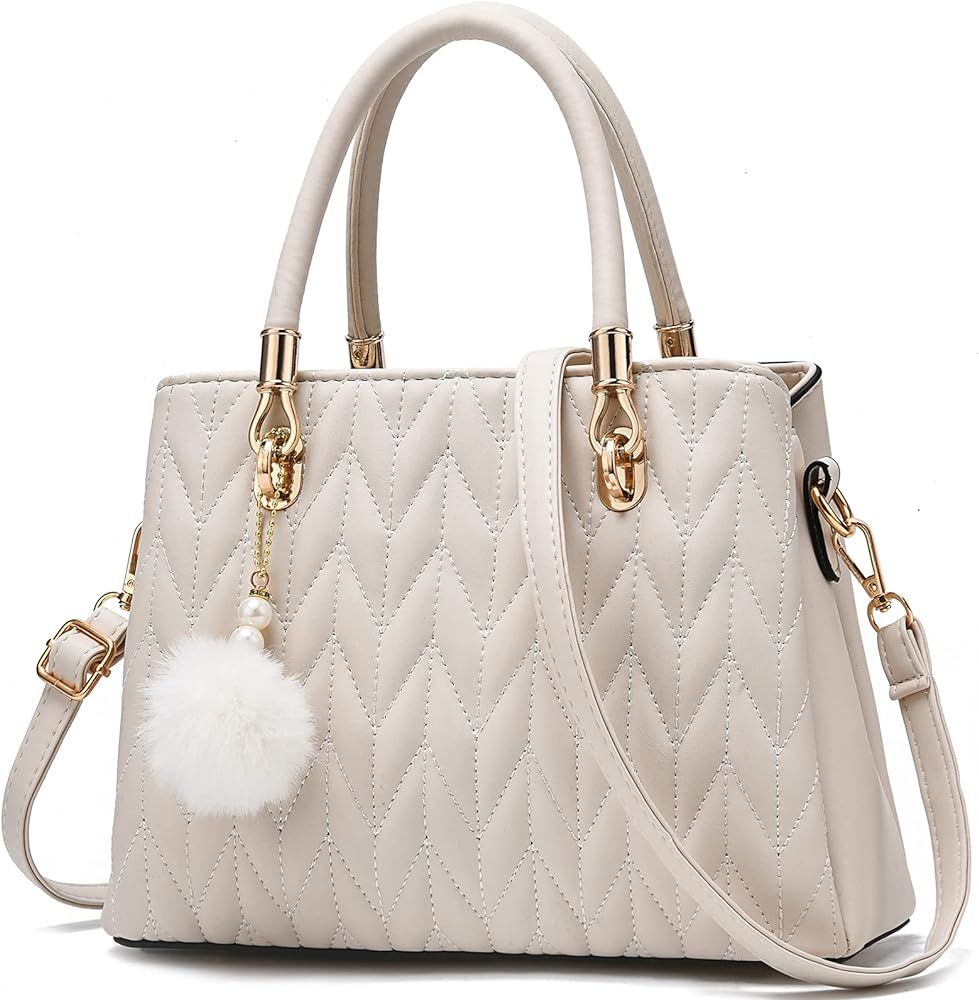 Amazon.com: Handbags for Women Large Designer Ladies PU Leather Top Handle Satchel Shoulder Tote Bag | Amazon (US)