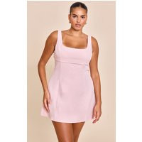 Plus Baby Pink Tailored Woven Bust Seam Detail Shift Dress | PrettyLittleThing US