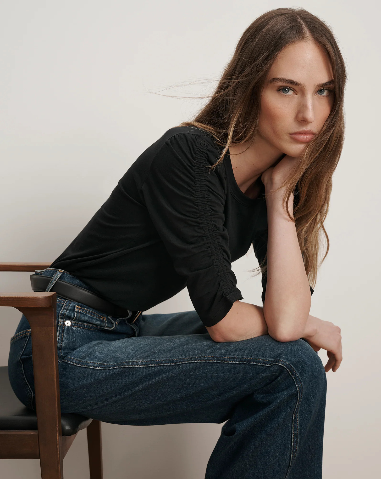 Waldorf Ruched-Sleeve Tee | Veronica Beard | Veronica Beard