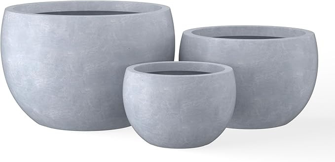 Kante 19.9",15.7",11.8" Dia Round Concrete Planter Set of 3, Outdoor/Indoor Large Bowl Plant Pots... | Amazon (US)