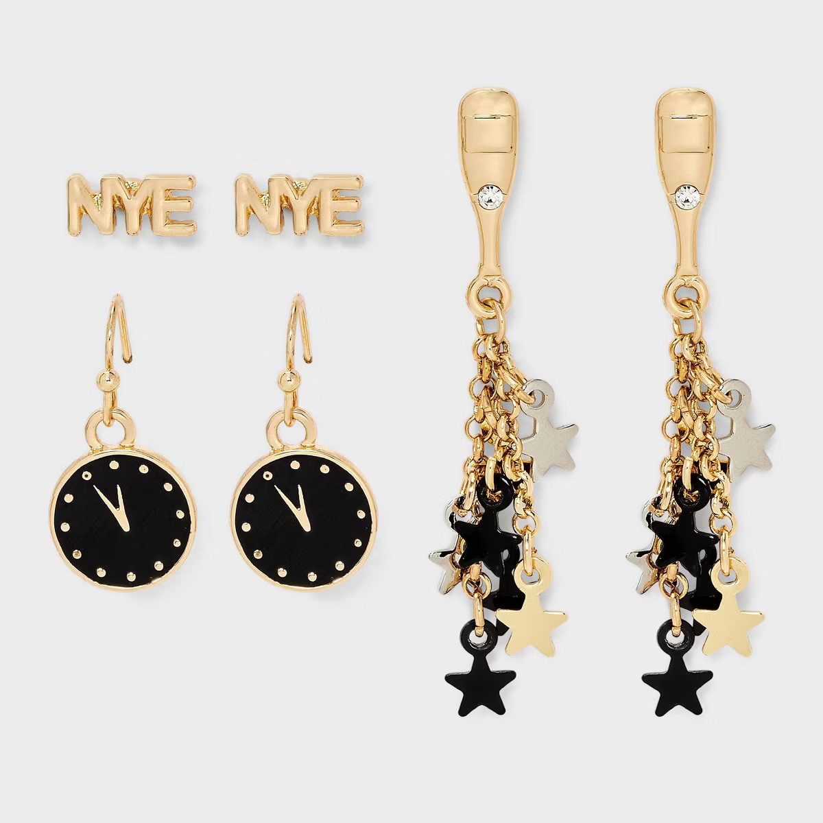 NYE Mixed Earring Set 3pc - Gold | Target