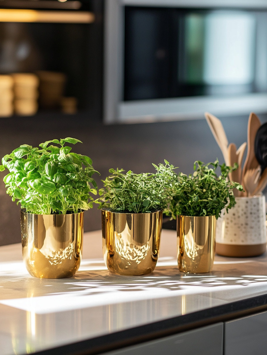 Make your kitchen feel warm, green, nurturing, and effortlessly elegant with these gold planters filled with fresh herbs. This simple upgrade instantly elevates any kitchen—whether it’s modern, minimalist, mid-century, or contemporary—by combining natural greenery with reflective gold accents. Gold planters add warmth and sophistication, while herbs like basil, thyme, or rosemary bring life, freshness, and everyday functionality right onto your countertop.

Styling your kitchen with gold herb planters is one of the easiest ways to create a space that feels inviting and lived-in. They work beautifully on kitchen islands, countertops, open shelves, and window sills, pairing perfectly with marble, quartz, concrete, or wood surfaces. Beyond decor, these planters create a nourishing, intentional kitchen environment—one that feels calm, stylish, and connected to daily rituals like cooking and gathering. A small detail, but a powerful one for elevating your kitchen decor.

#kitchendecor
#goldplanters
#herbkitchen 

 #LTKHome #LTKFindsUnder50 #LTKFindsUnder100