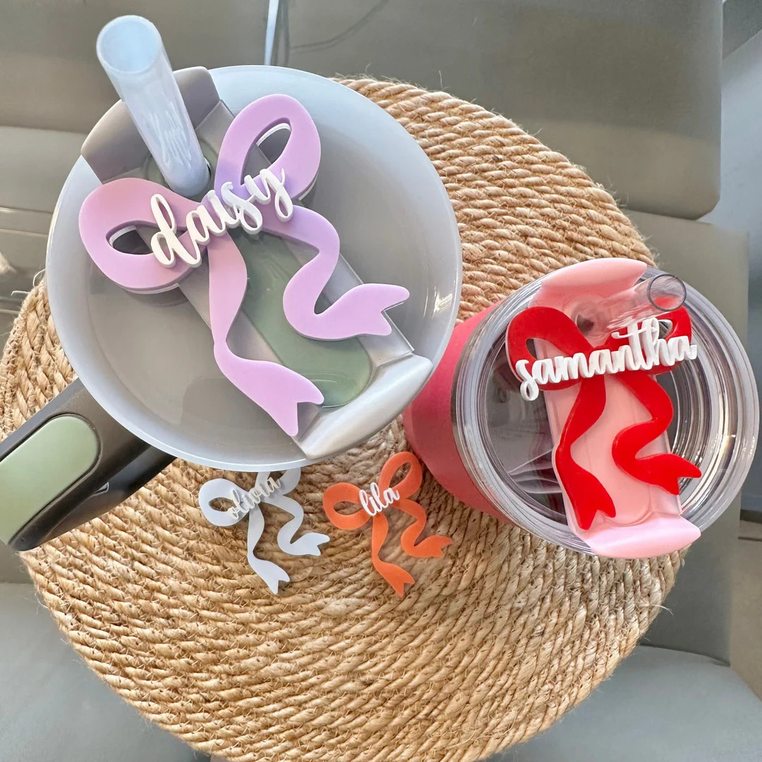 Personalized Bow Stanley Name Tag Coquette Accessorie 14oz 20oz 30oz 40oz Stanley Name Plate Lid ... | Etsy (US)