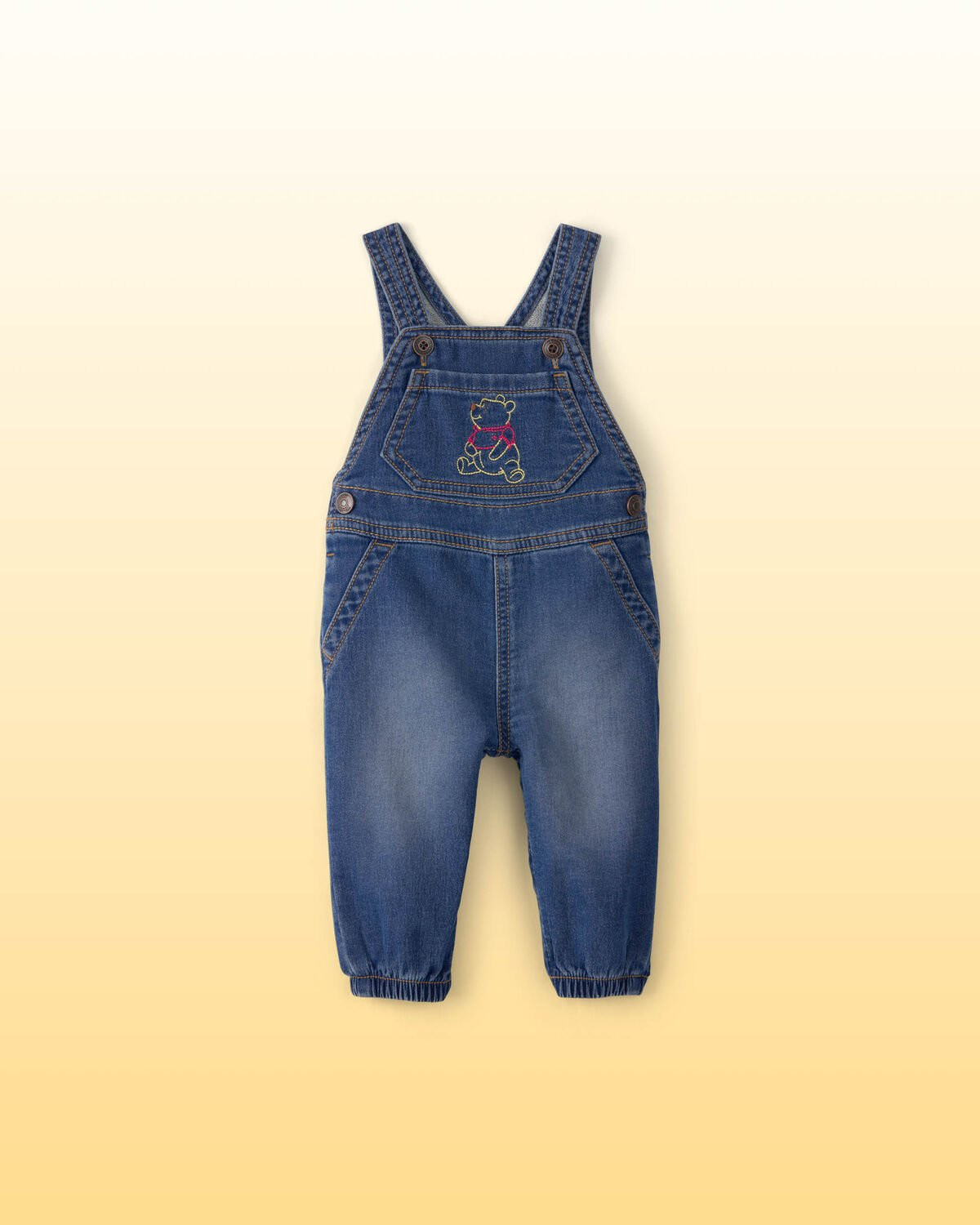 Dark Wash - Baby Disney© Winnie the Pooh Embroidered Knit-Like Denim Overalls - Dark Wash, Selec... | Carter's Inc