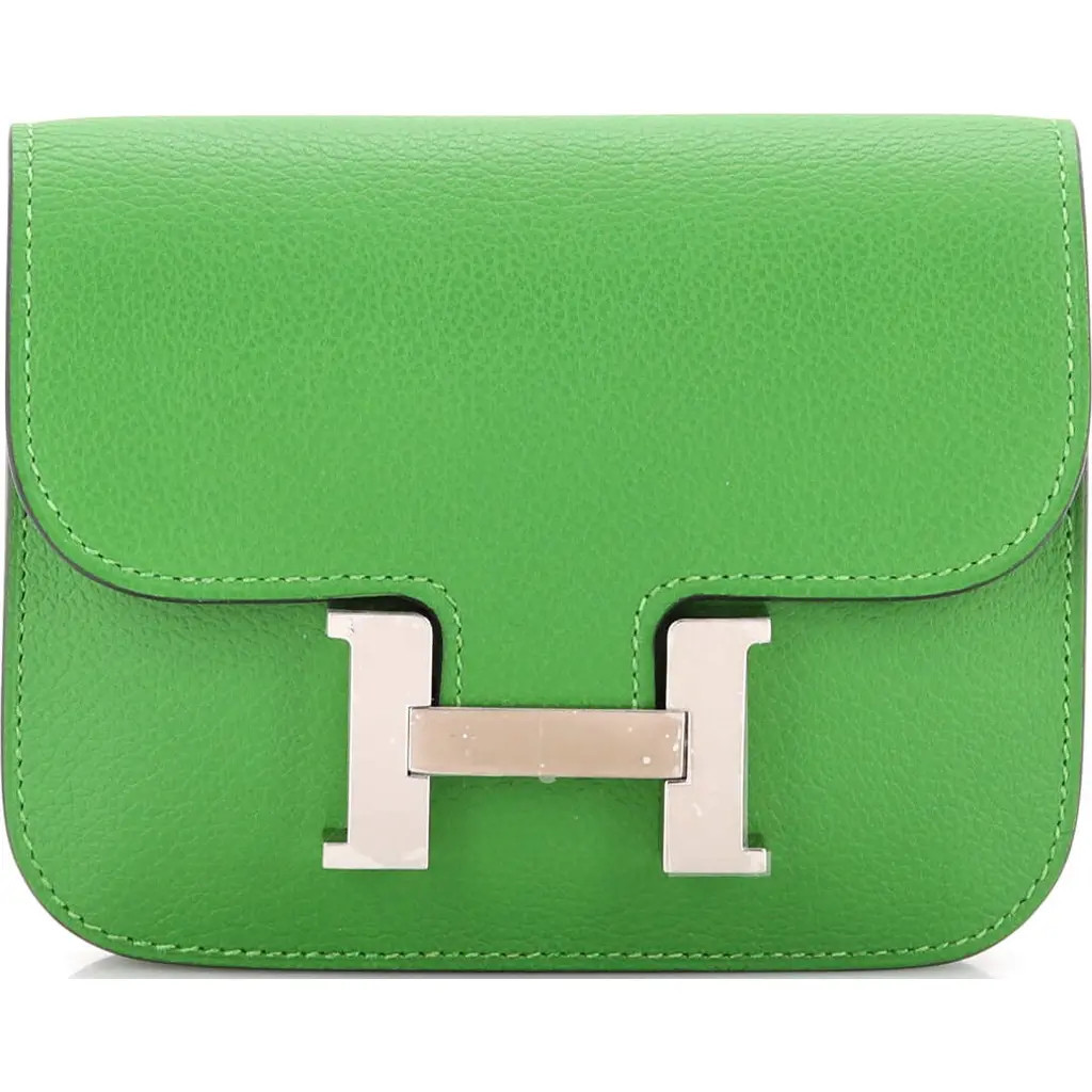 Pre-Owned Hermes Constance Slim Wallet Evercolor in Vert Yucca at Nordstrom | Nordstrom
