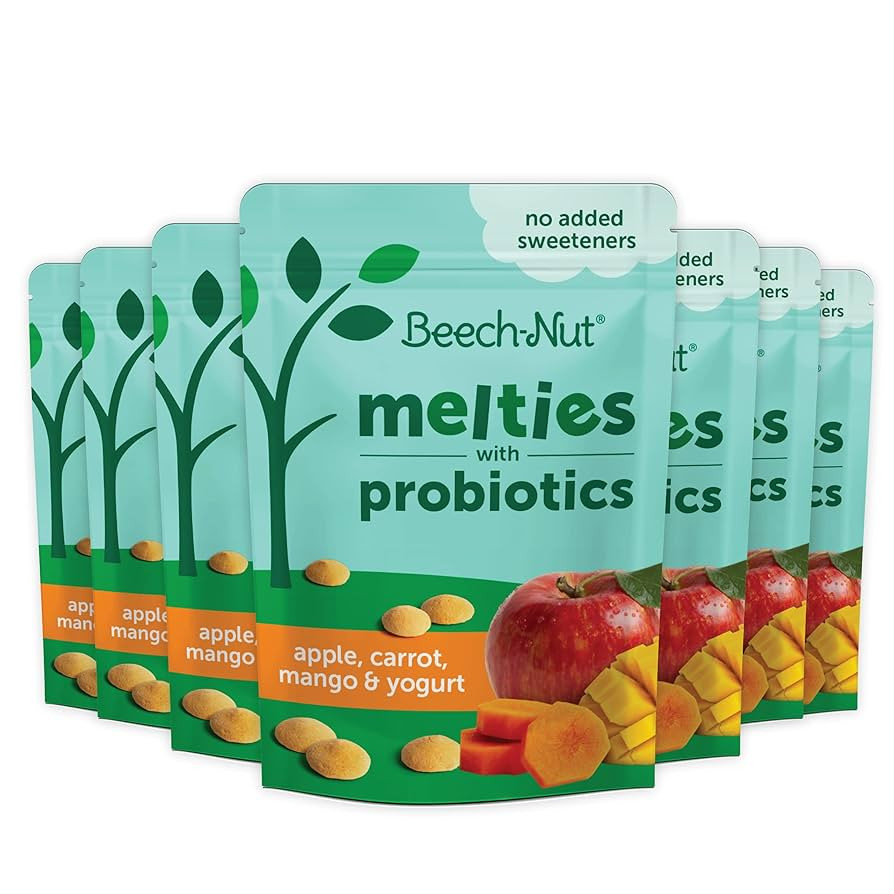 Beech-Nut Probiotic Melties Baby & Toddler Snack Melts, Apple Carrot Mango Yogurt, 1 oz (7 Pack) | Amazon (US)