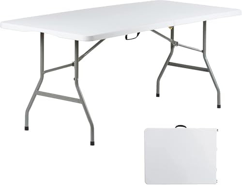 6 Foot Folding Table 6ft Foldable Portable Plastic Tables for Party, Fold-in-Half Heavy Duty Tabl... | Amazon (US)