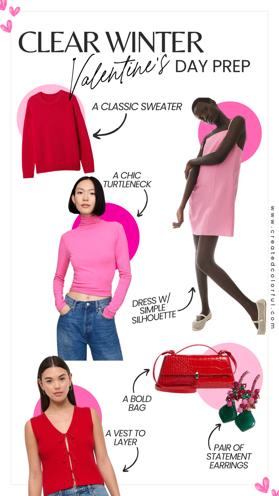 QUICK... Let's prep for the day of love 💘

Even if you don't know what look you're going for, remember picking the right color is the most important step.

Clear Winters, the shades of pink and red you wear this season should pack a punch!

Whether you go simple or extravagant this year, remember you'll look best in bright neutral-cool colors. Read on for more examples!

#createdcolorful 

#LTKMidsize #LTKStyleTip #LTKSeasonal