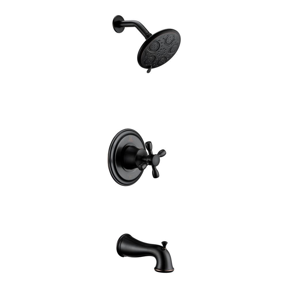 ANZZI Mesto Series 1-Handle 2-Spray Tub and Shower Faucet in Oil Rubbed Bronze (Valve Included) | Home Depot