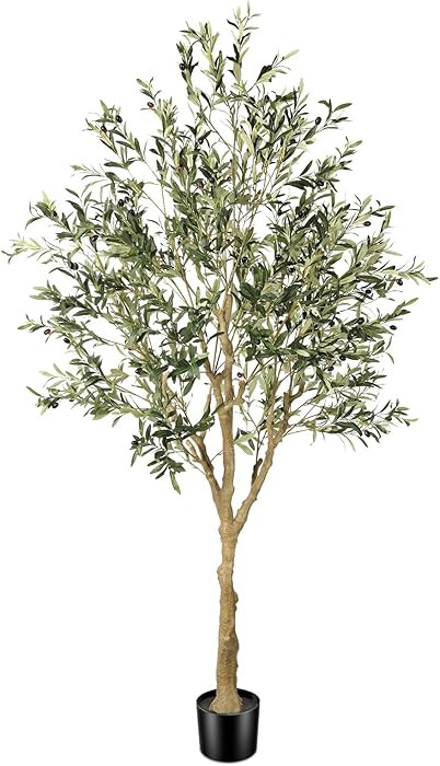 Faux Olive Tree 7ft - Realistic Artificial Olive Tree 7 Feet Indoor (84") - Tall Fake Potted Oliv... | Amazon (US)