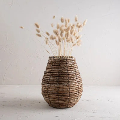 Gracie Oaks Natural Woven Vase Banana Leaf & Metal | Wayfair Professional