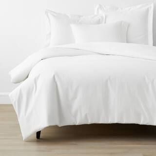Company Cotton White Solid 300-Thread Count Wrinkle-Free Sateen Queen Duvet Cover | The Home Depot