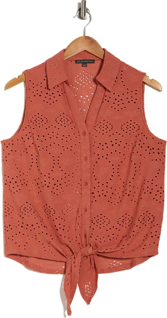 Adrianna Papell Eyelet Sleeveless Button-Up Shirt | Nordstromrack | Nordstrom Rack