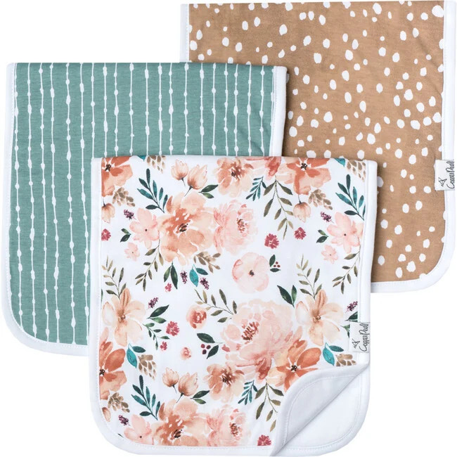 Burp Cloths | Autumn Premium Cloths, Florals Copper Pearl | Maisonette | Maisonette