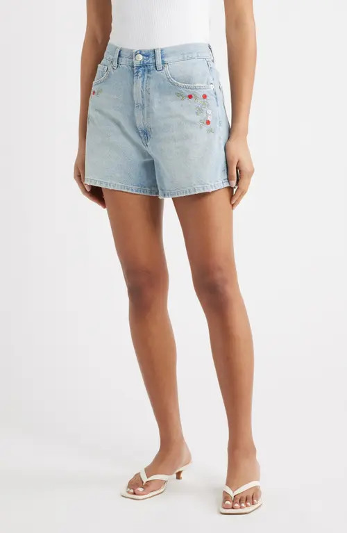 Rails Rancho Floral Embroidered Denim Shorts in Dainty Rose at Nordstrom, Size 32 | Nordstrom