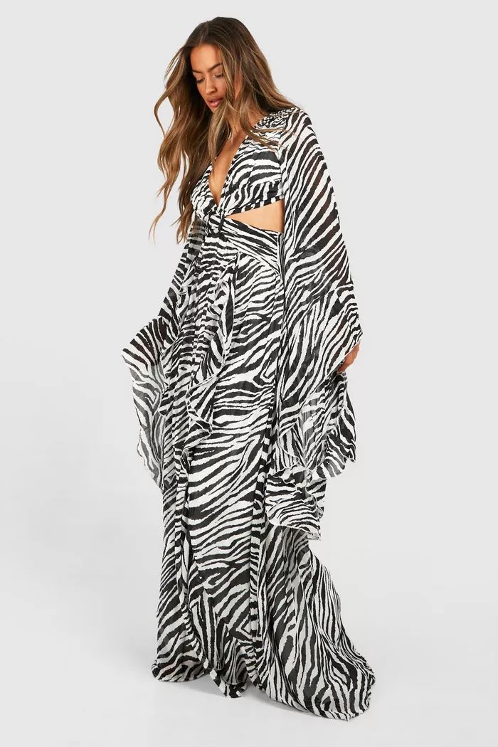 Zebra Chiffon Print Cut Out Maxi Dress | boohoo (US & Canada)